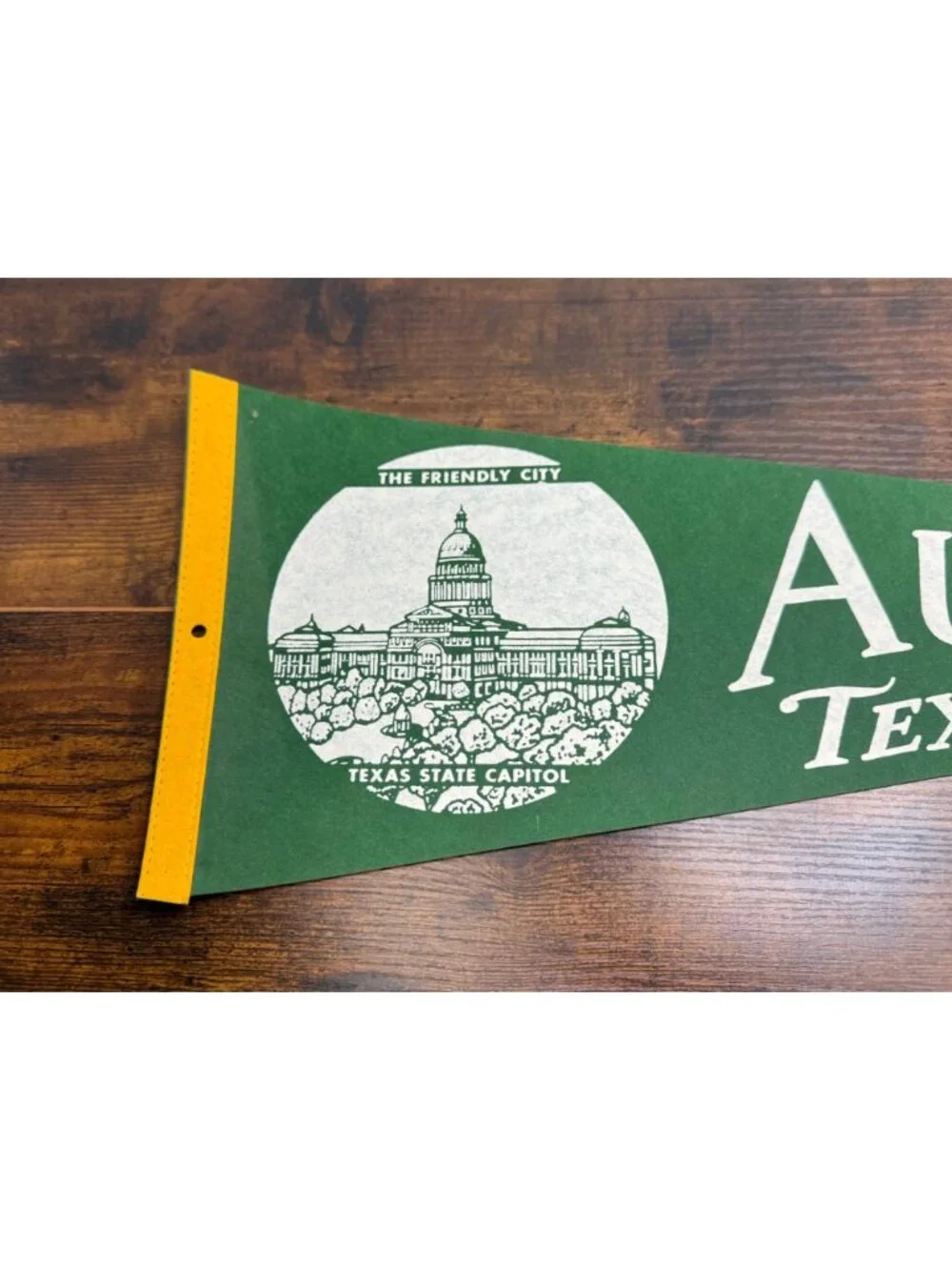 Vintage Austin Texas Felt Pennant With Texas State Capitol Design 27.5 inches